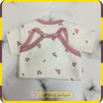 ست 4 تیکه دخترانه نوزادی صورتی سفید طرح گل