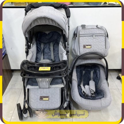 سرویس کالسکه نوزاد طوسی برند babylove