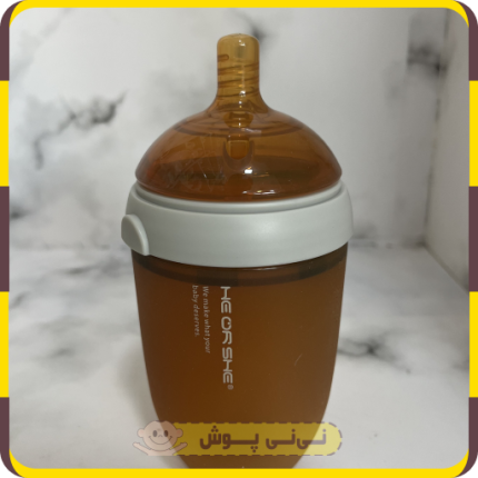 شیشه شیر تمام سیلیکون sheorhe حجم 240 میلی لیتر درپوش دار