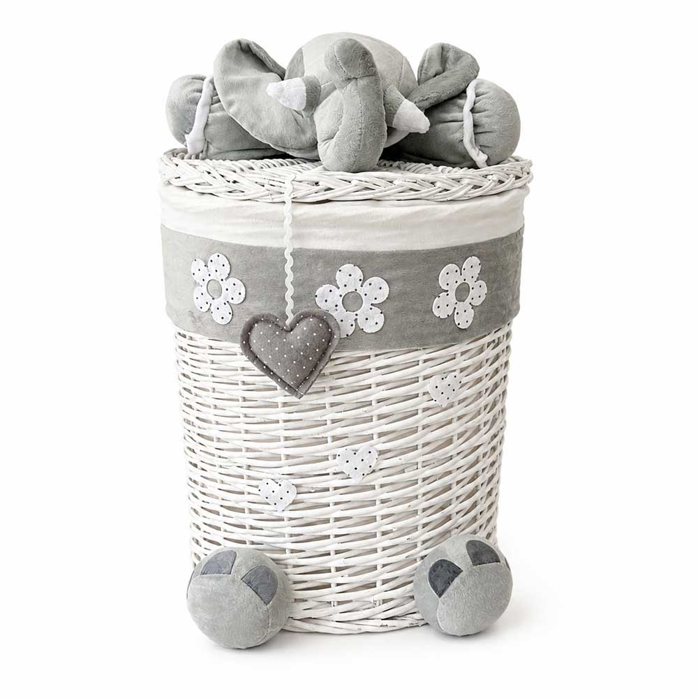Elephant design wicker basket for children's room, suitable for clothes and toys سبد لباس و اسباب بازی کودک حصیری طرح فیل